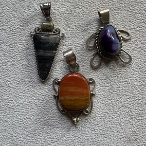 Amethyst, Agate and Jasper Pendant Lot